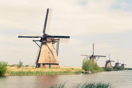 traditional windmills in Netherlandsの写真素材
