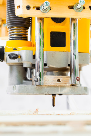 wood milling machine in actionの写真素材