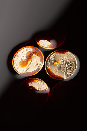 dollar coins in the crude oil - barrel price concept