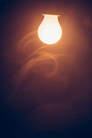 bulb lamp warm light in fog