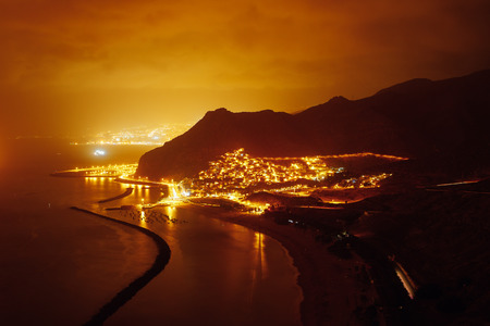 playa de Las Teresitas at nightの写真素材