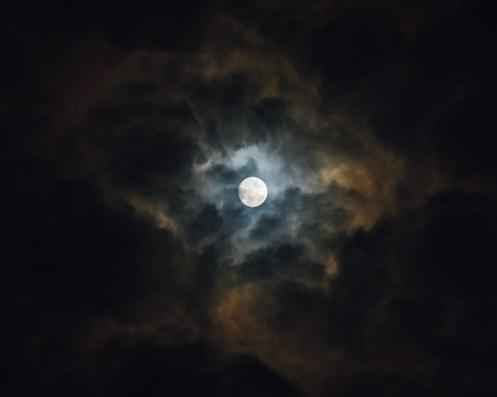 moon at night with cloudsの写真素材