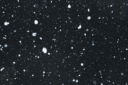 snowing with snowflakes on black background