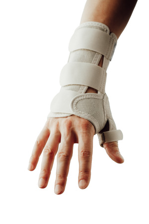 wrist and hand orthotics support for carpal tunnel syndrome healing, isolated on whiteの写真素材