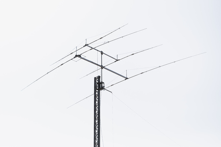 multi frequency Yagi antenna, white backgroundの写真素材