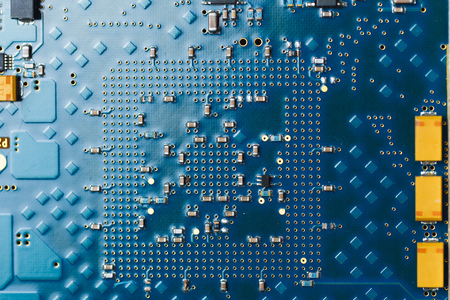 printed circuit board, blue backgroundの写真素材
