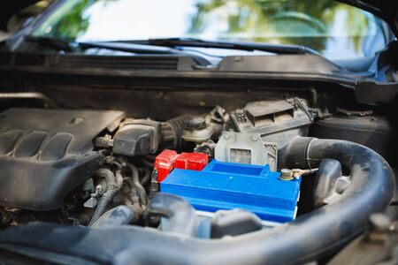 new lead-acid automotive electric battery replacement in old car