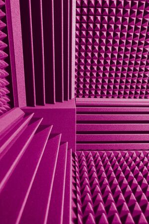 acoustic foam absorber and bass traps for sound dampering purple backgroundの写真素材