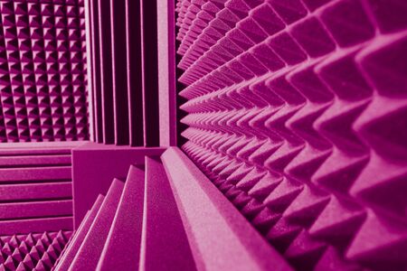 acoustic foam absorber and bass traps for sound dampering purple backgroundの写真素材