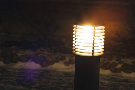 electric light lanternt outdoors, close-up viewの写真素材