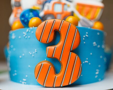 number three years on the cakeの写真素材