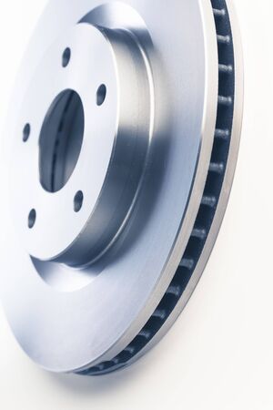 car brake discs on white backgroundの写真素材