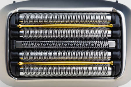 electric razor foil shaver mesh and blades, close-up view