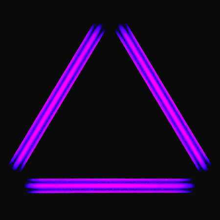 neon light triangle frame made of ultraviolet blackligt lamps
