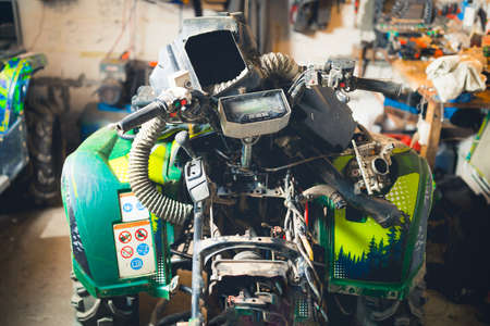 disassembled atv for repairing and maintenanceの写真素材