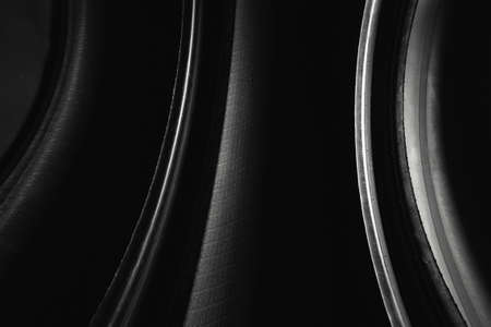 abstract black curved background, inside of car tiresの写真素材