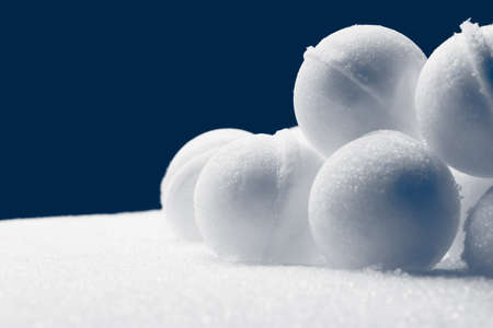 snowballs are ready for the battle, close-up viewの写真素材