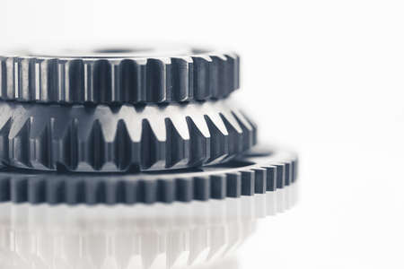 gear wheels steel on white backgroundの写真素材