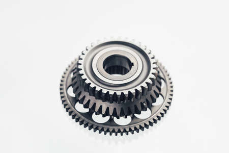 engine gear wheel with cogs, isolated on white