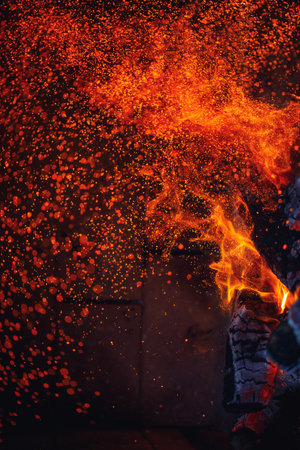 abstract fire sparks with particles