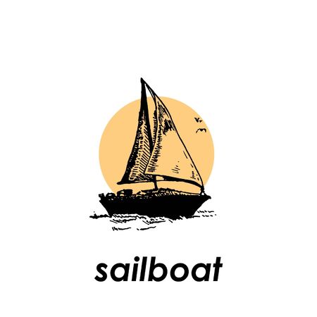 Vector illustration of a sailboatのイラスト素材