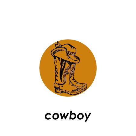 Vector illustration of cowboy boots with a hatのイラスト素材