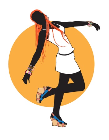 Girl dancing at a party at the club.のイラスト素材