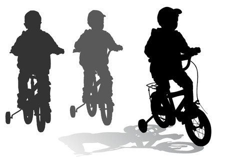 A boy rides a bike ride on the newのイラスト素材