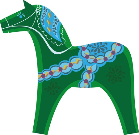symbol of the year, Swedish souvenir green horseのイラスト素材