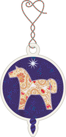 Christmas ball with a picture of a Swedish horse insideのイラスト素材