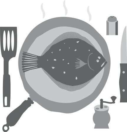 fish fried in a panのイラスト素材
