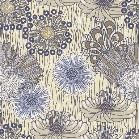 seamless floral background in light brown colorsのイラスト素材