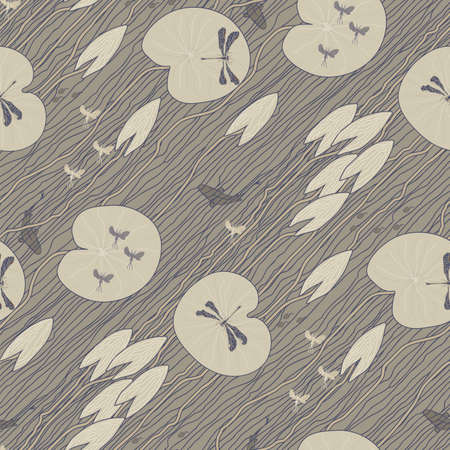 the surface of a forest river with its own biotaのイラスト素材