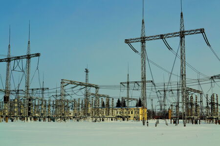 Elektropodstanciya supplies electricity remote regions siberia in winter and summerの写真素材