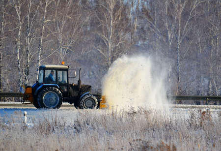Snow snowdrifts in winter helps to take away person modern technologyの写真素材