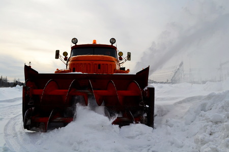 Snow snowdrifts in winter helps to take away person modern technologyの写真素材