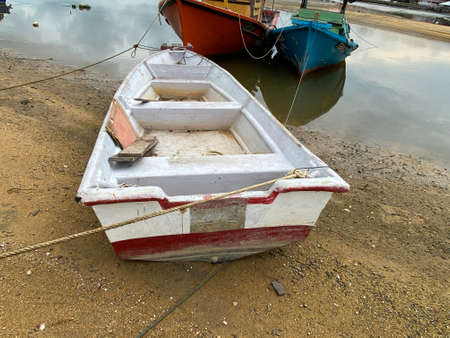 Scenery view near the jetty to Kapas island. Fishing boat.