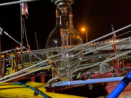 Night view near the Kuala Besut bridge, fishing village.