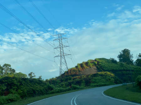 Scenery view on the road via Kenyir lake dam main road.