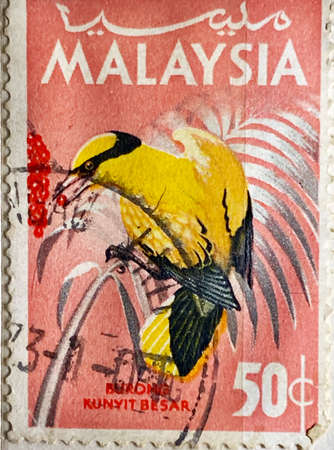 Bird stamp collection. Malaysia stamp.の写真素材