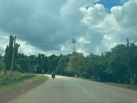 View on the road from Tumpat to Rantau Panjang via old road near to Sungai Golok.の写真素材