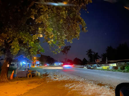 Night view on the road from Kampung Raja to Kuala Besut.の写真素材