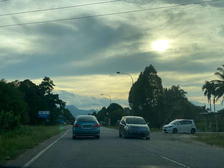 Evening view on the road to Jerteh Town.の写真素材