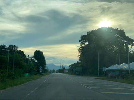 Evening view on the road to Jerteh Town.の写真素材