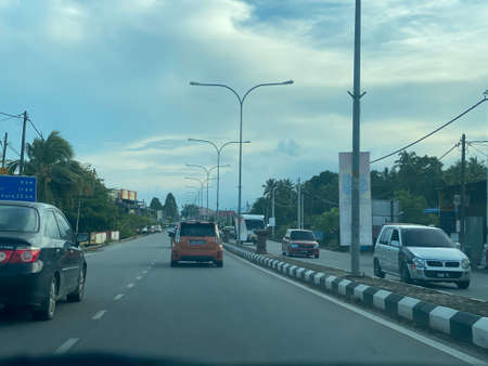 Evening view on the road to Jerteh Town.の写真素材