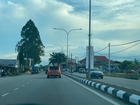 Evening view on the road to Jerteh Town.の写真素材