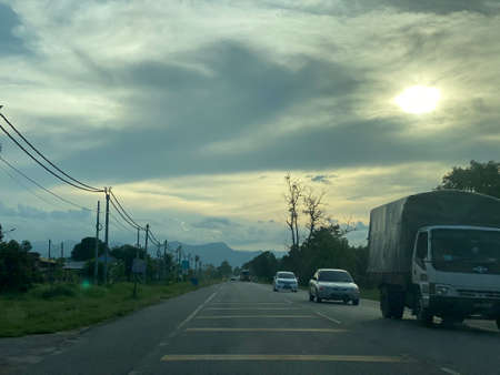 Evening view on the road to Jerteh Town.の写真素材