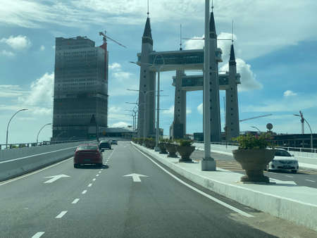 Scenery view on the road from Kuala Nerus to Kuala Terengganu via beach road.の写真素材