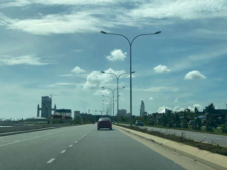Scenery view on the road from Kuala Nerus to Kuala Terengganu via beach road.の写真素材