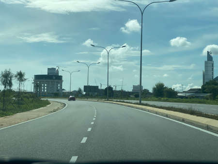 Scenery view on the road from Kuala Nerus to Kuala Terengganu via beach road.の写真素材